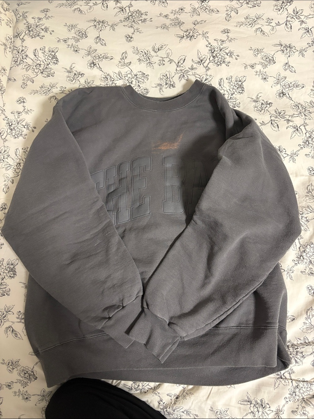 The Bar Oversized Crewneck Sweatshirt - Dark Charcoal, has bleach stain - Picture 2 of 2